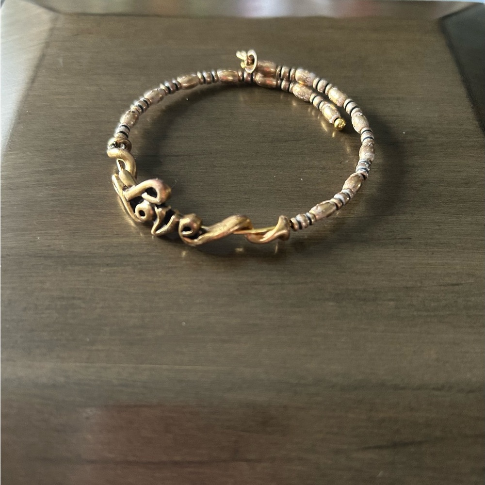 Alex and Ani “Love” Gold Wrap Beaded Bracelet